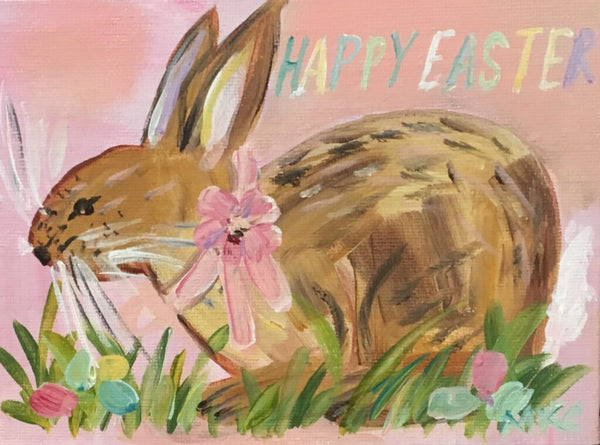 Pink Easter Bunny Greeting Card