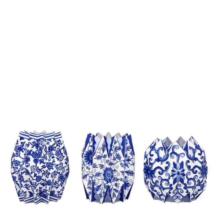 Blue Chinoiserie Vase Wraps Set