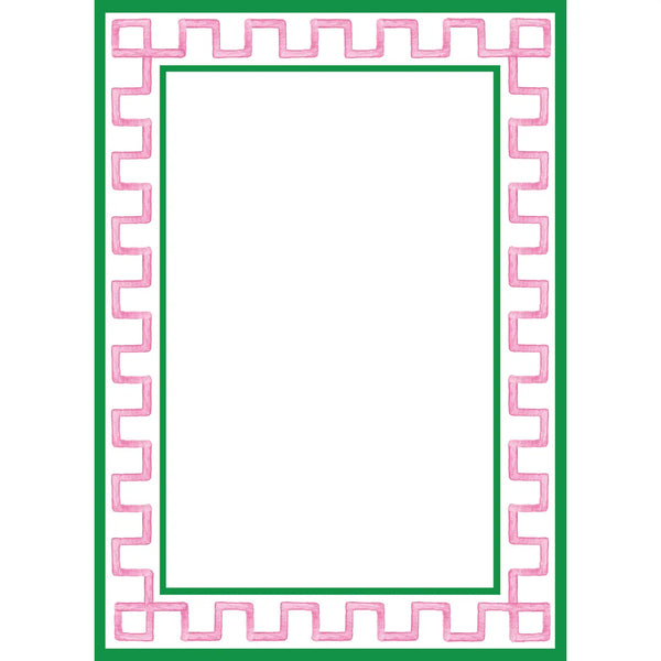 Pink and Green Greek Key Border Notepad