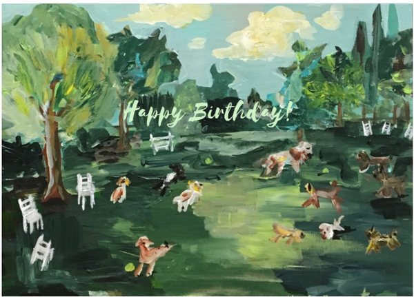 Dog Park Birthday Greeting Card