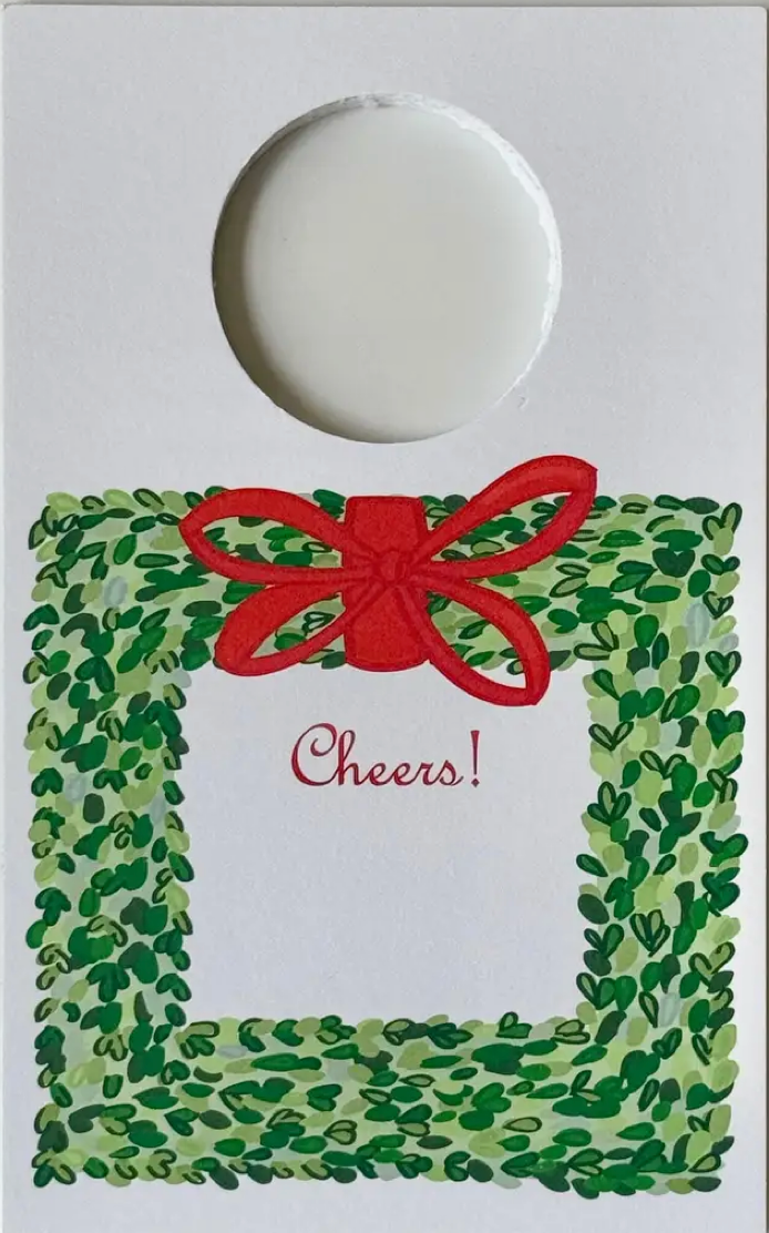 Square Boxwood Christmas Wreath Wine Tags