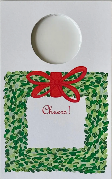 Square Boxwood Christmas Wreath Wine Tags