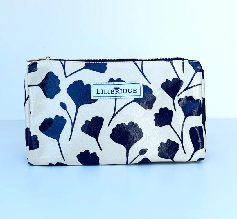 Lilibridge Navy Gingko Makeup Bag