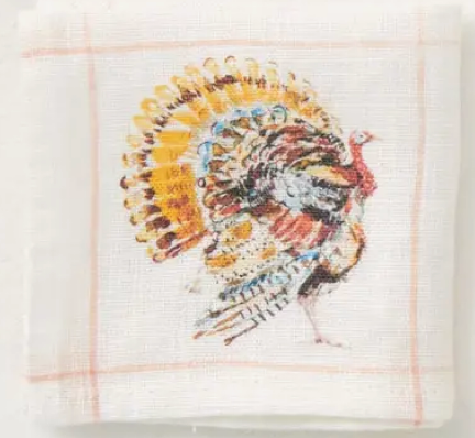 Set of 4 Turkey Linen Cocktail Napkins