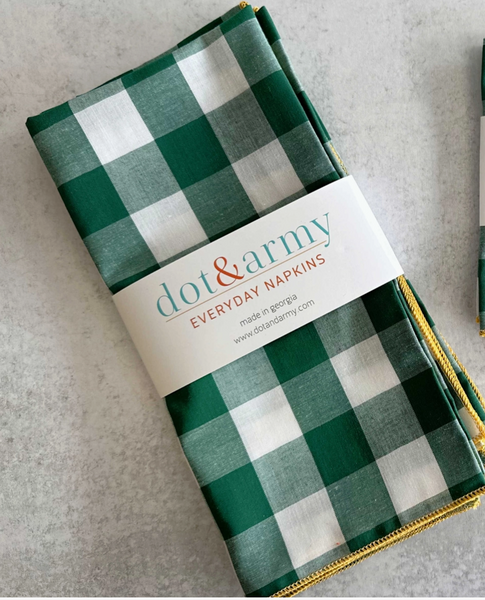 Forest Green Gingham Dinner Napkin Set