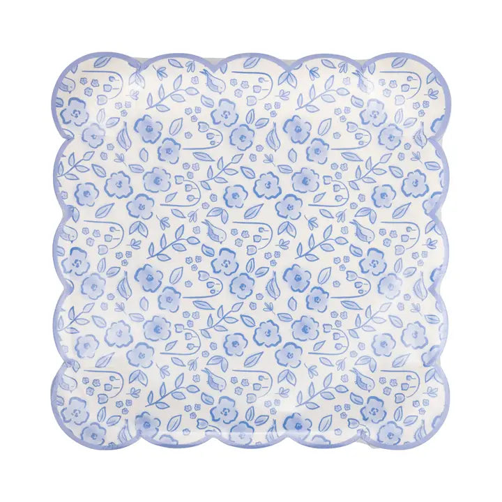 Blue Floral Paper Plates