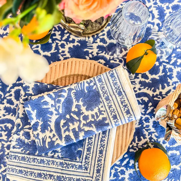 Indigo Pheasant Set of Four Dinner Napkins