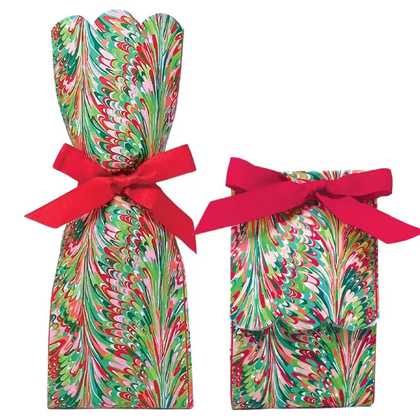 Christmas Marble Wine and Gift Bag Set