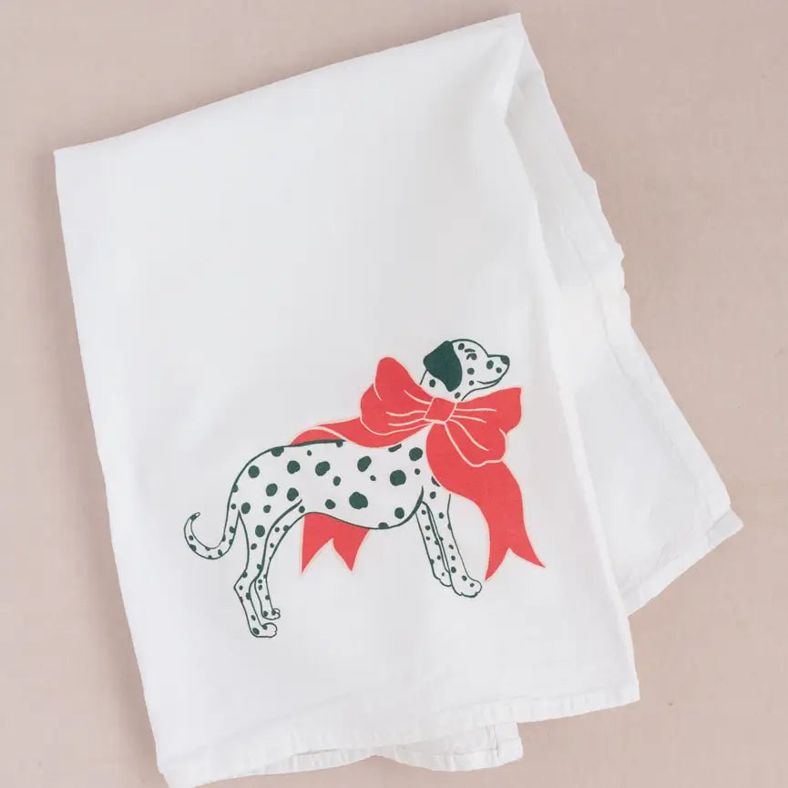 Dalmatian with a Bow Tea Towel