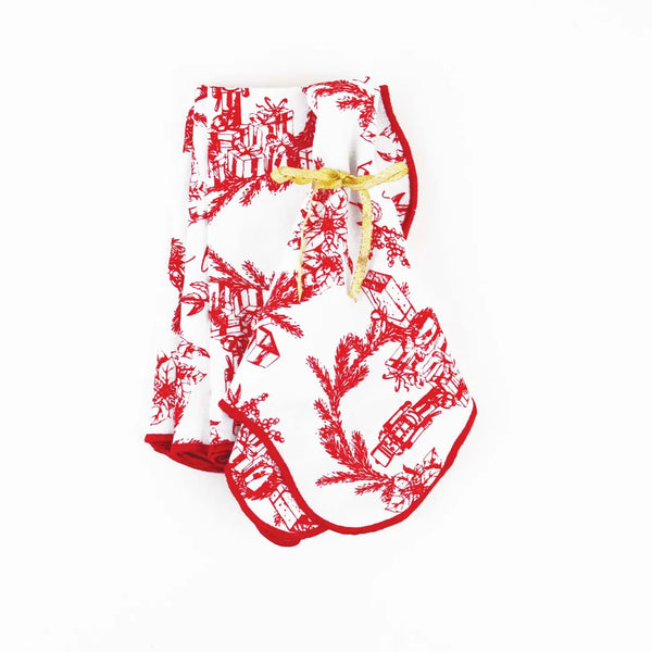 Holiday Red Toile Scalloped Napkins