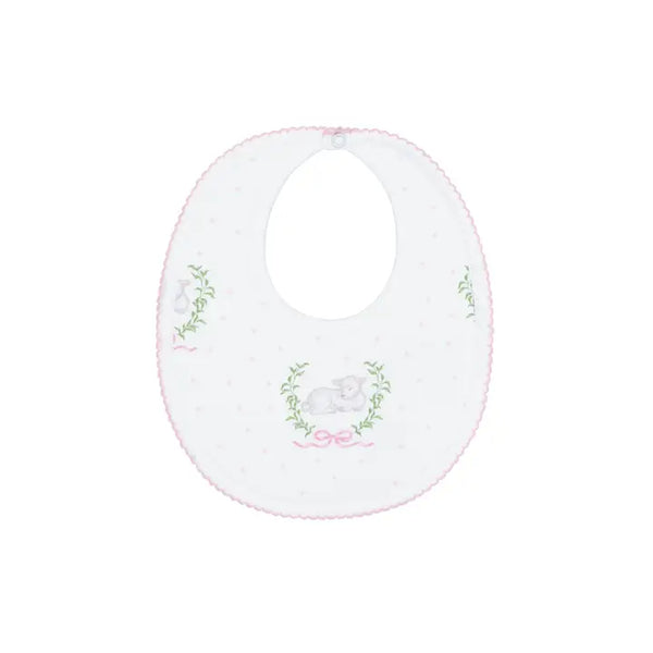 Pink Lamb Print Bib