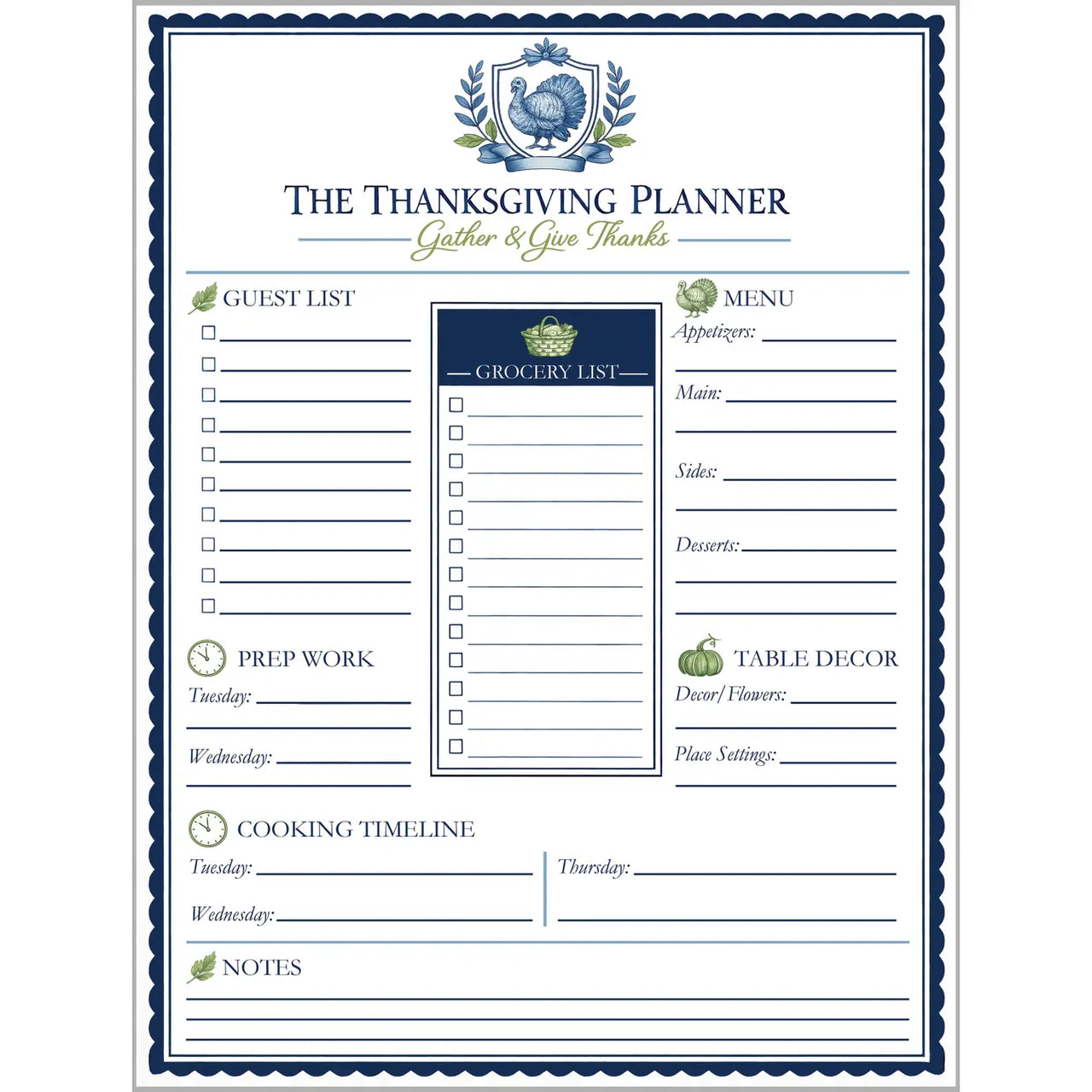 Thanksgiving Planner Notepad