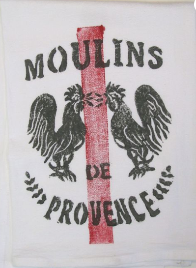 Moulins de Provence with Red Stripe Kitchen Towel