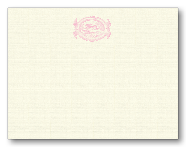 English Hare Oval in Pink Notecards